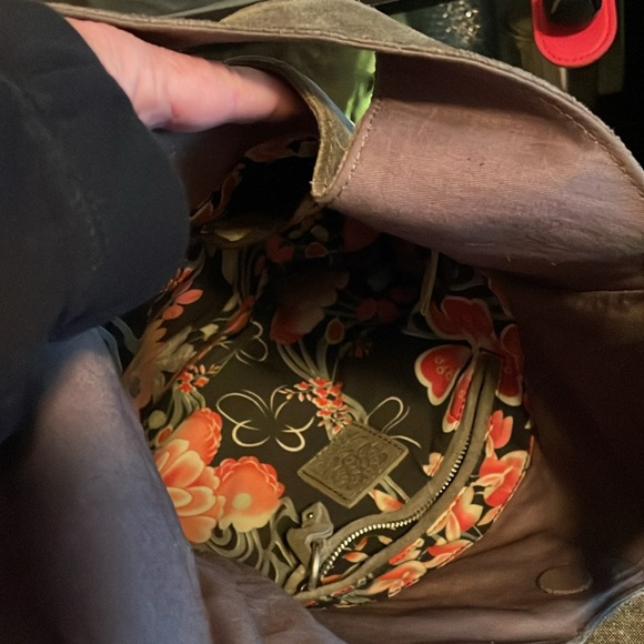 Lucky Brand suede leather satchel/tote, zipper and pocket interior compartments - Picture 9 of 12